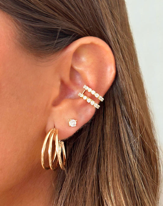 Earcuff doble zircones oro